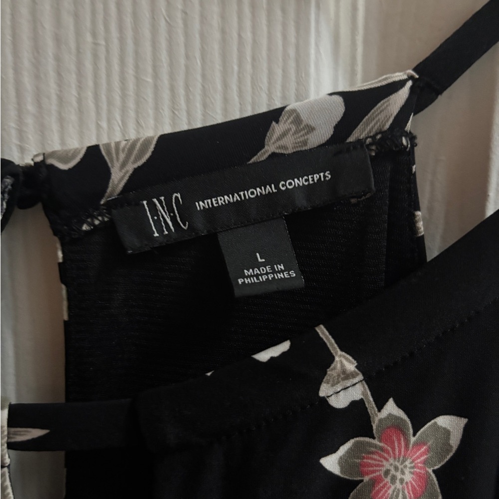 INC International Concepts Black Dress with Floral Design
